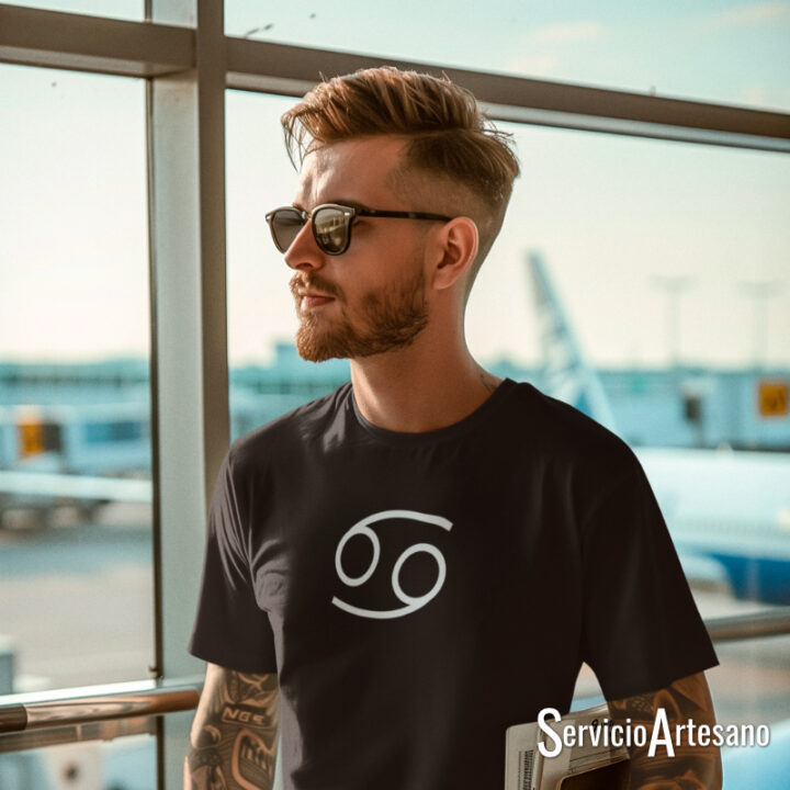 Camiseta Negra con el símbolo de Cancer Hombre