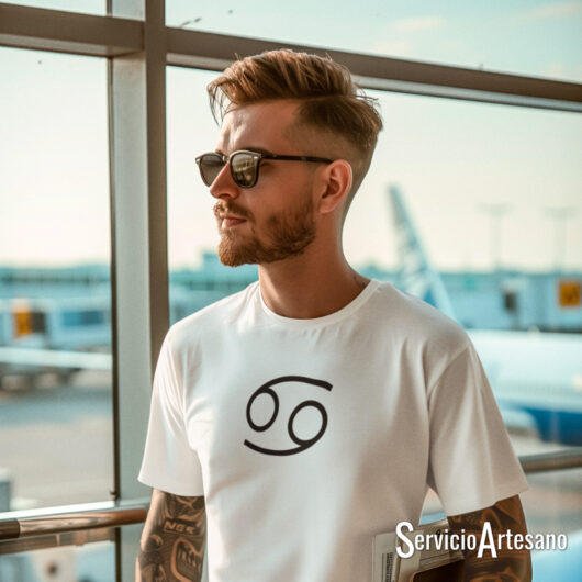 Camiseta Blanca con el símbolo de Cancer Hombre