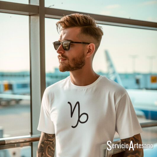 Camiseta Blanca con el símbolo de Capricornio Hombre