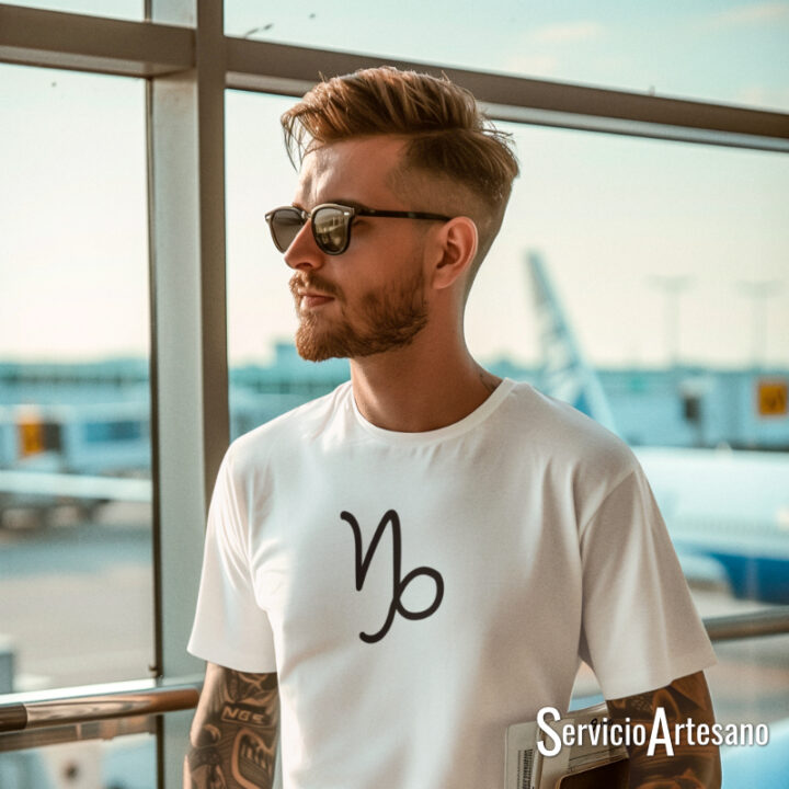 Camiseta Blanca con el símbolo de Capricornio Hombre