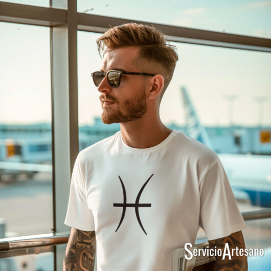 Camiseta Blanca con el símbolo de Piscis Hombre