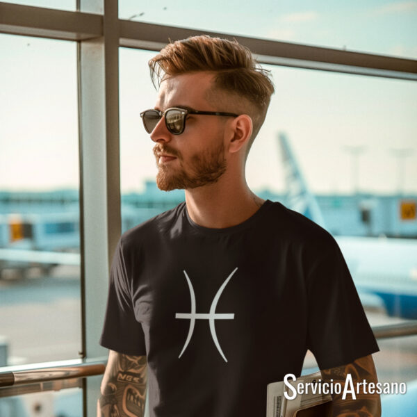Camiseta Negra con el símbolo de Piscis Hombre