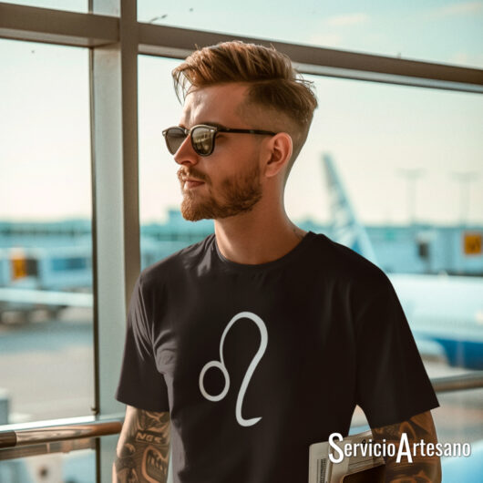 Camiseta Negra con el símbolo de Leo Hombre