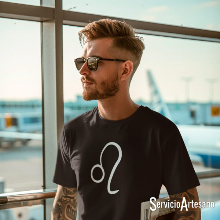 Camiseta Negra con el símbolo de Leo Hombre