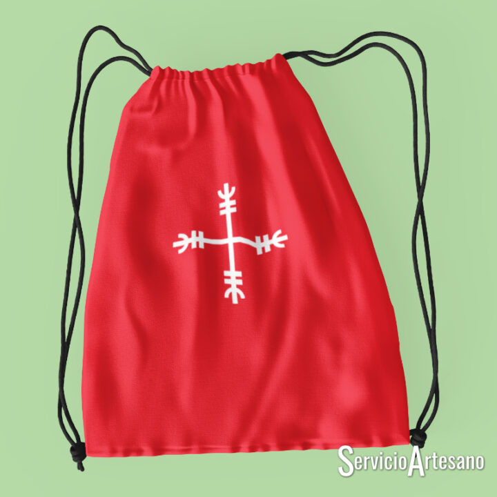 Bolsa de deporte roja con runa Protección | ServicioArtesano
