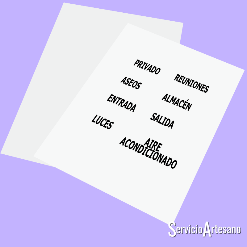 Pack 8 Vinilos de Corte - Señalética e Instalaciones (Altura 2cm)